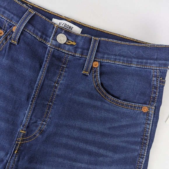 RE/DONE Jeans 90s High Rise Loose Straight Leg Button Fly Deep Faded Blue 27 NWT - Picture 8 of 15